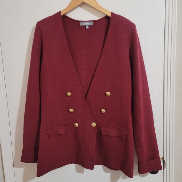 Marled Burgundy Cardigan Sweater Large - Picture 1 of 7